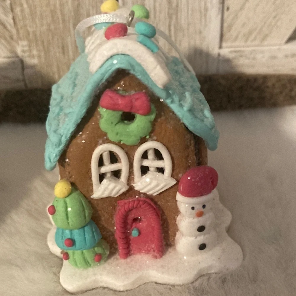 Pastel Gingerbread House Christmas Ornaments